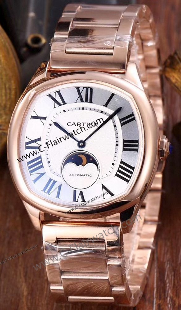 Best Copy Drive De Cartier Watch Rose Gold White Roman Face
